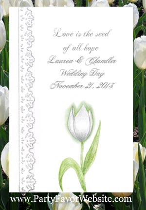 White Tulip and Lace Wedding Seed Favors & Tea Favor Packets