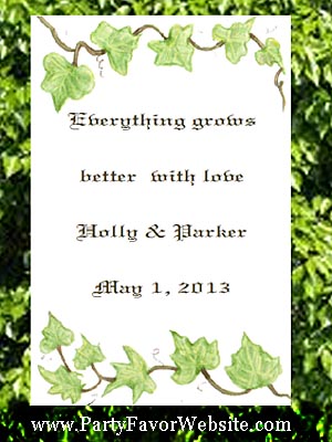 Green Ivy Wedding & All Occasion Seed Favor Packets